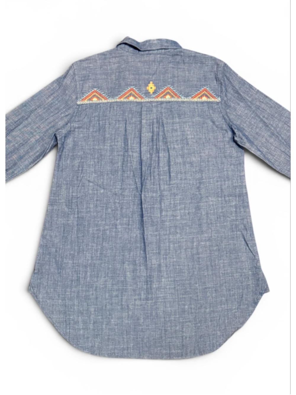 Johnny Was Helena Embroidered Chambray Zip Tunic Shirt XS Western Floral NWT - Picture 7 of 11